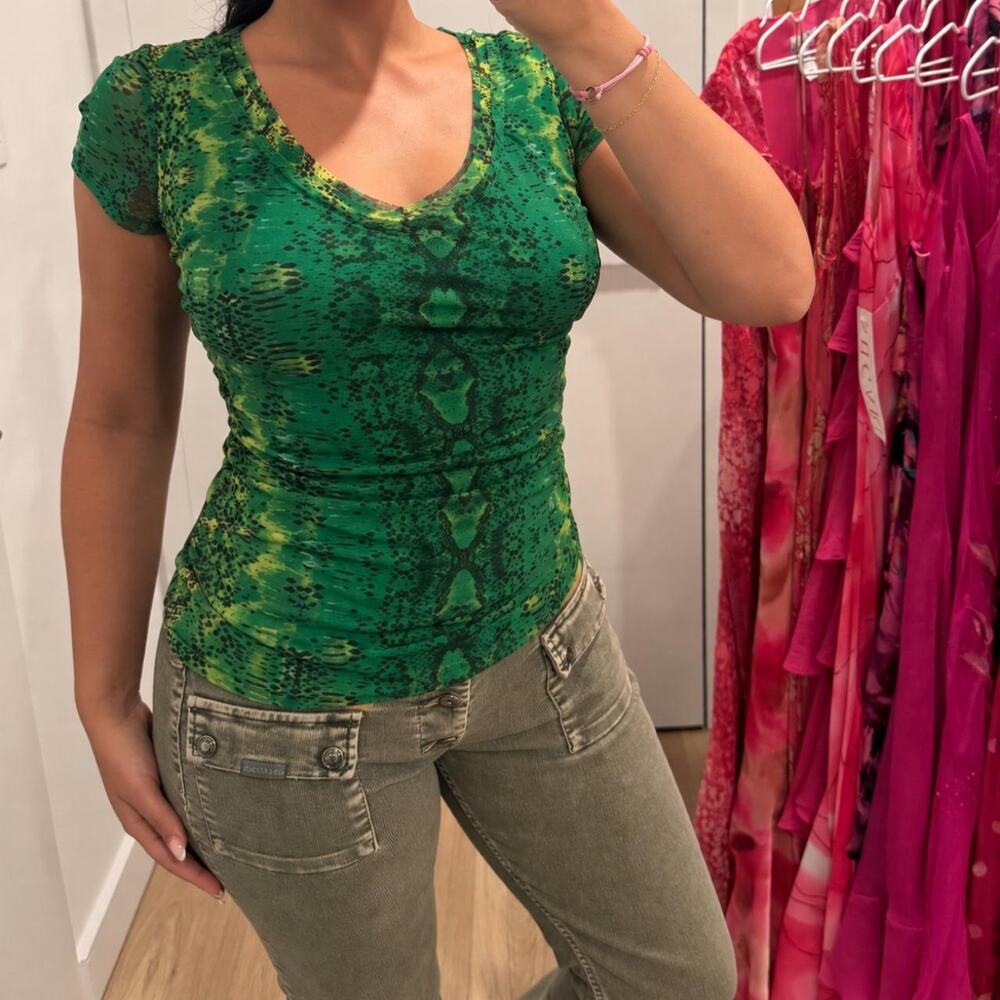 Vintage INC International Concepts Micro Mesh Snake Print Top